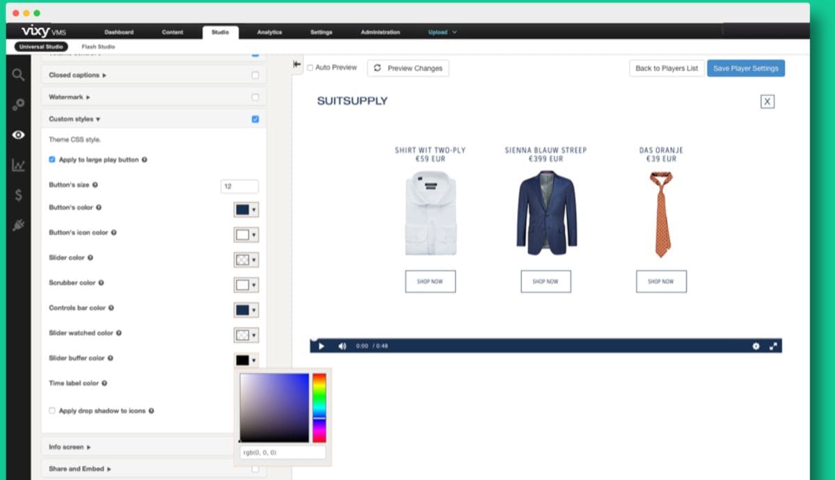 vixy interactive player studio add calls-to-action