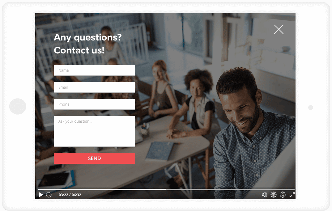 call to action contact form interactive video