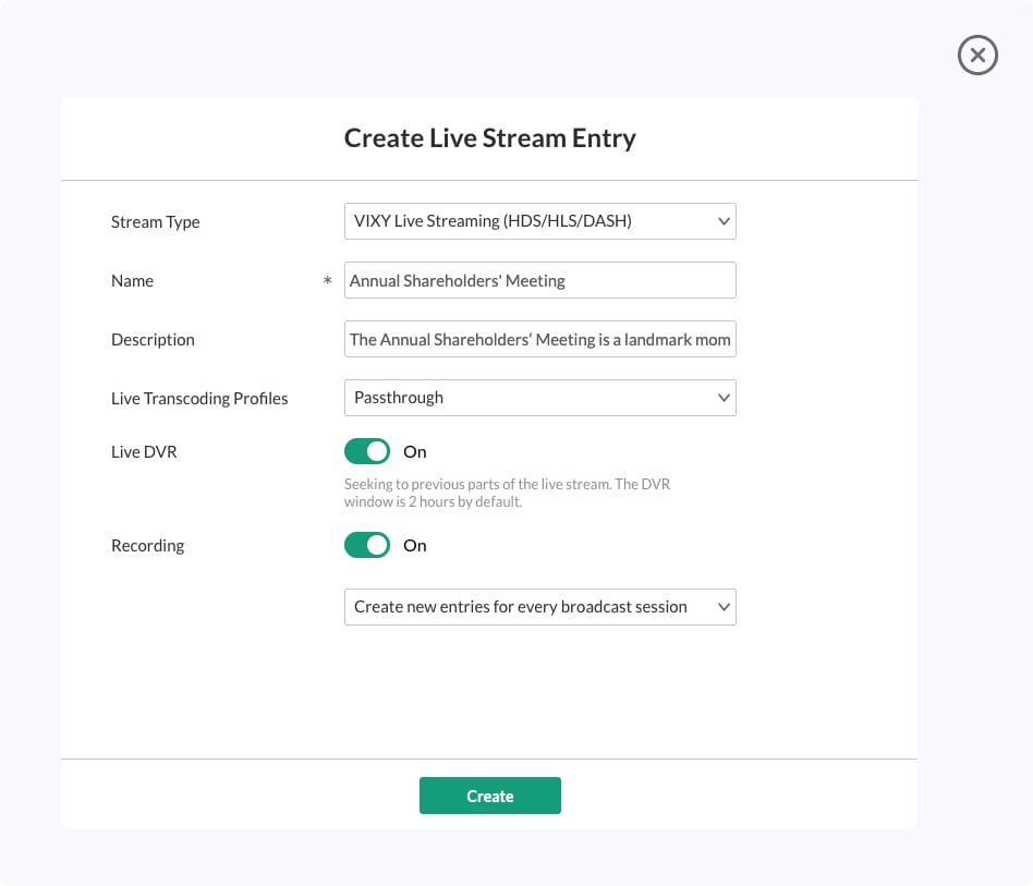 create live streaming video