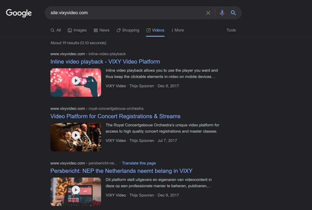 Video results